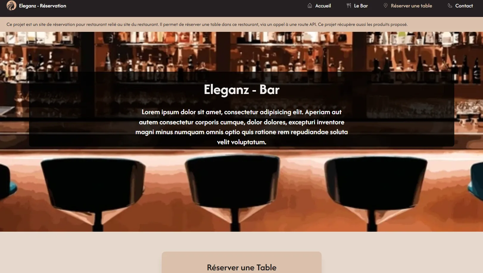 Aperçu d’une interface de réservation pour restaurant