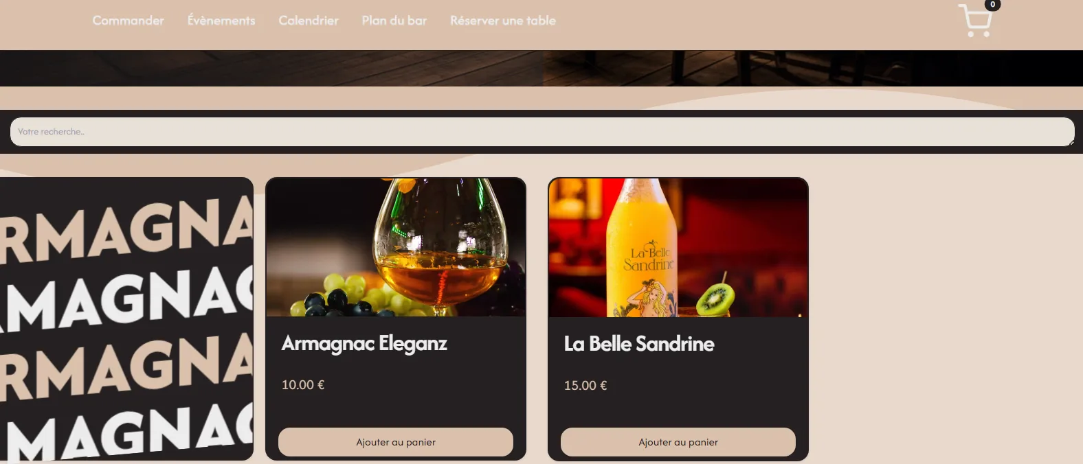 Aperçu d’une application web de commande pour restaurant